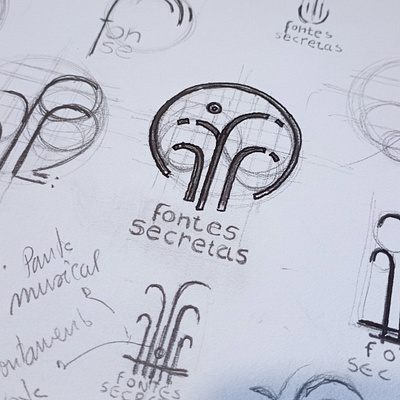 Study for "Fontes Secretas" brand logo brand branding design drawing graphic design logo process sketch