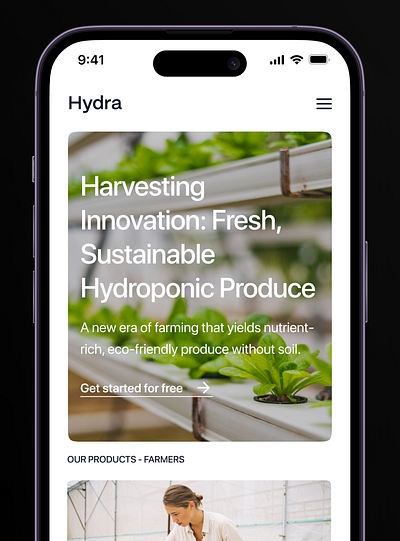 Hydra Hero Section app design mobile ui uiux design web