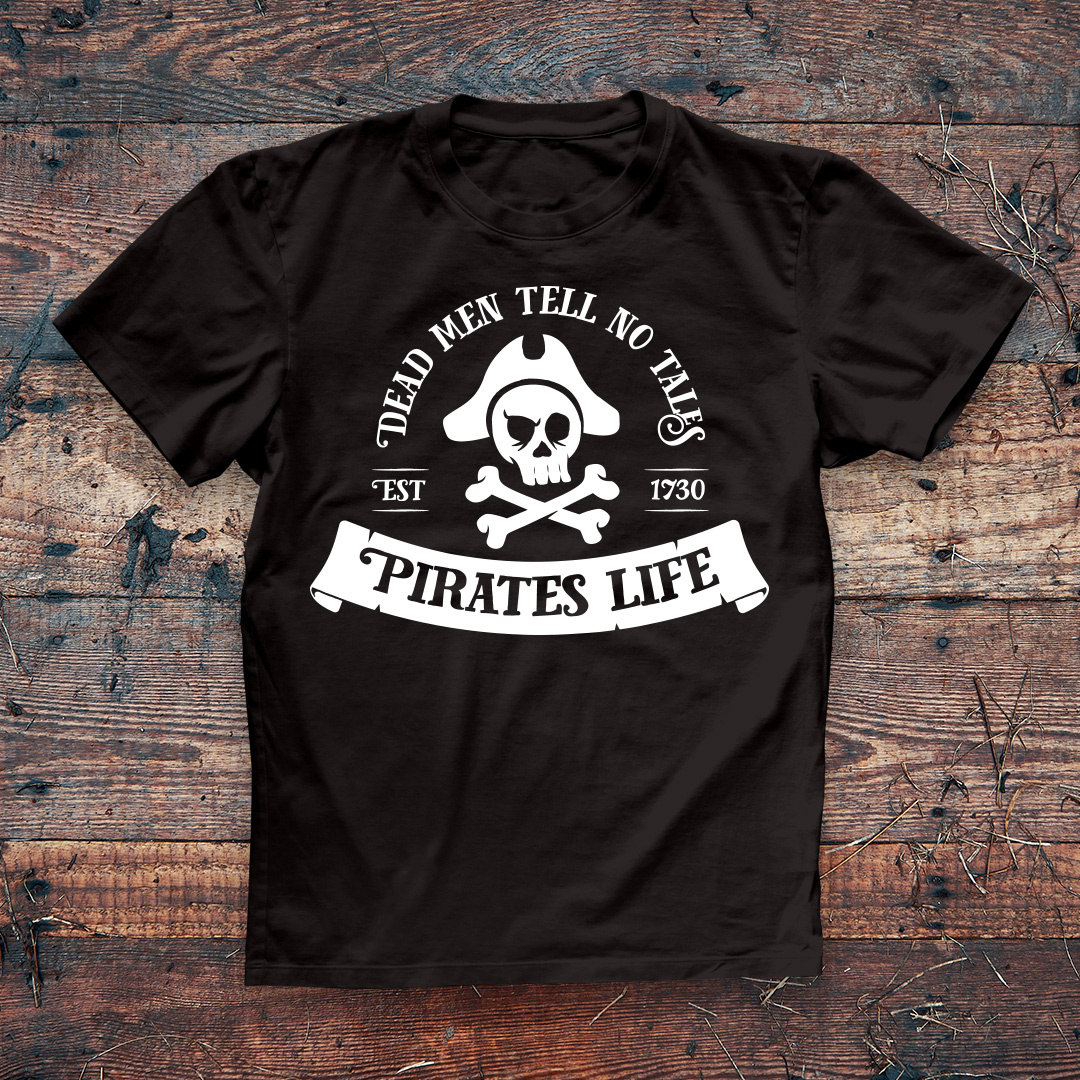 Pirates Life T-shirt buccaneer crossbones graphic design halloween pirates skull t shirt