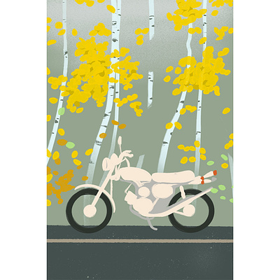 Fall Ride drawing fall illustration landscape motorcycle personalwork