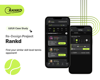 Rankd - Tennis Match Maker App app branding design graphic design illustration product design typography ui ux