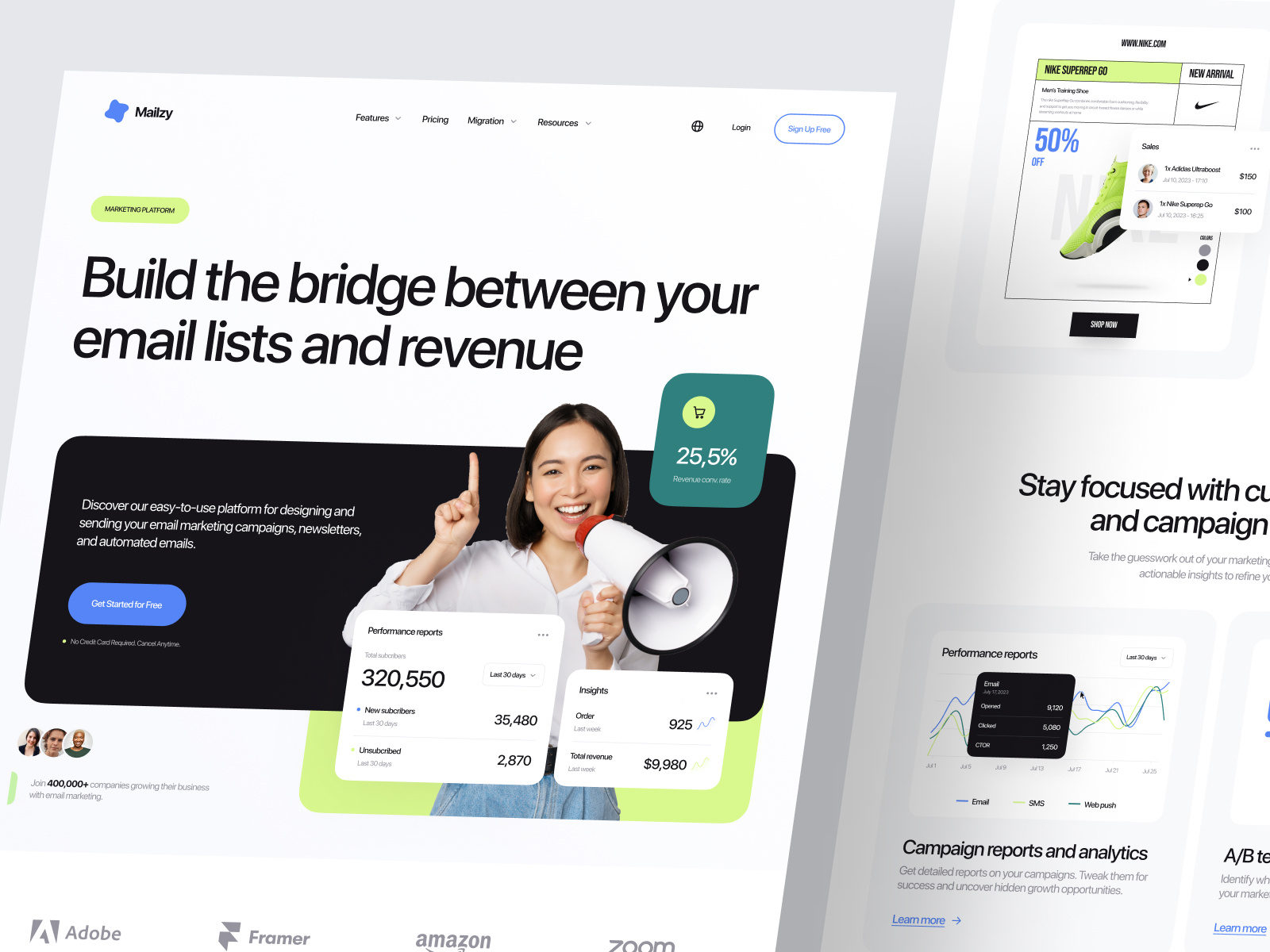 Email Marketing SaaS Landing Page Design | Emaily