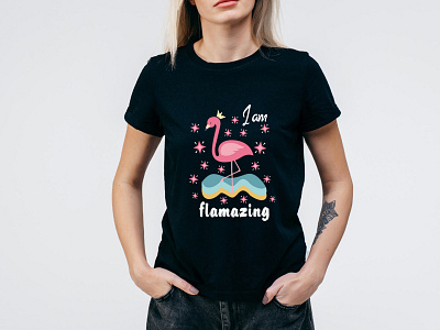 Flamingo T-Shirt Design | Typography T-shirt Design | Flamazing animal tshirt branding design flamingo tee graphic design merch by amazon print on demand redbubble t shirt design teespring tshirt typography typography t shirt design