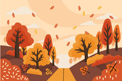 Hand Drawn Autumn Background Illustration autumn background beautiful cozy forest illustration landscape leaves nature season tree vector