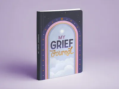 'My Grief Journal' book book cover book design book layout cover dream escapism graphic design grief illustrated cover illustration journal journal cover journal design lettering planner planner cover stars illustration typography