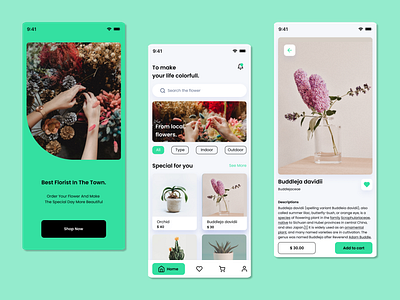 Florist - Mobile apps branding florist ui flowers graphic design logo mobile mobile apps studycase ui ui design uiux