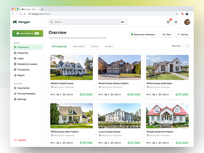 Manggen - Real Estate Dashboard ai ai dahboard ai for humans ai for rent ai home ai house ai searching all categories artificial intelligence build with ai dahboard house modern properties real estate ai realestate rent report uiux ai vektora