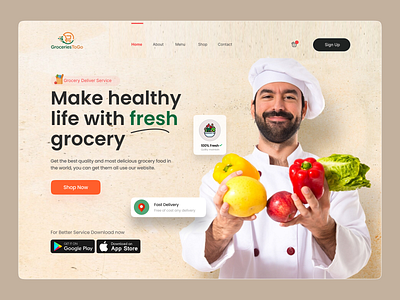 Grocery delivery Landing Page Design designer food delivery landing page food delivery website grocery delivery landing page grocery delivery website grocery homepage grocery landing page grocery ordering website grocery store grocery store landing page grocery website landing page landing page design online grocery store tazrin trendy ui uiux