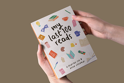 'My Last 100 Reads' amazon kdp book cover book journal book layout graphic design illustration illustrative cover journal kdp reading log