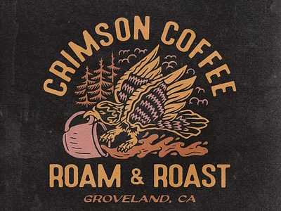 Crimson Coffee angonmangsa badge badgedesign badges bird branding coffee design eagle graphic design graphicdesign hand drawn illustration logo merch merchandise outdoor roasting tshirt vintage