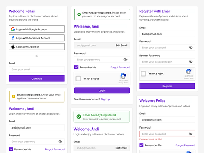 Login and Register Flow Exploration app clean design flow journey login login app minimalist register register app sign in sign up ui