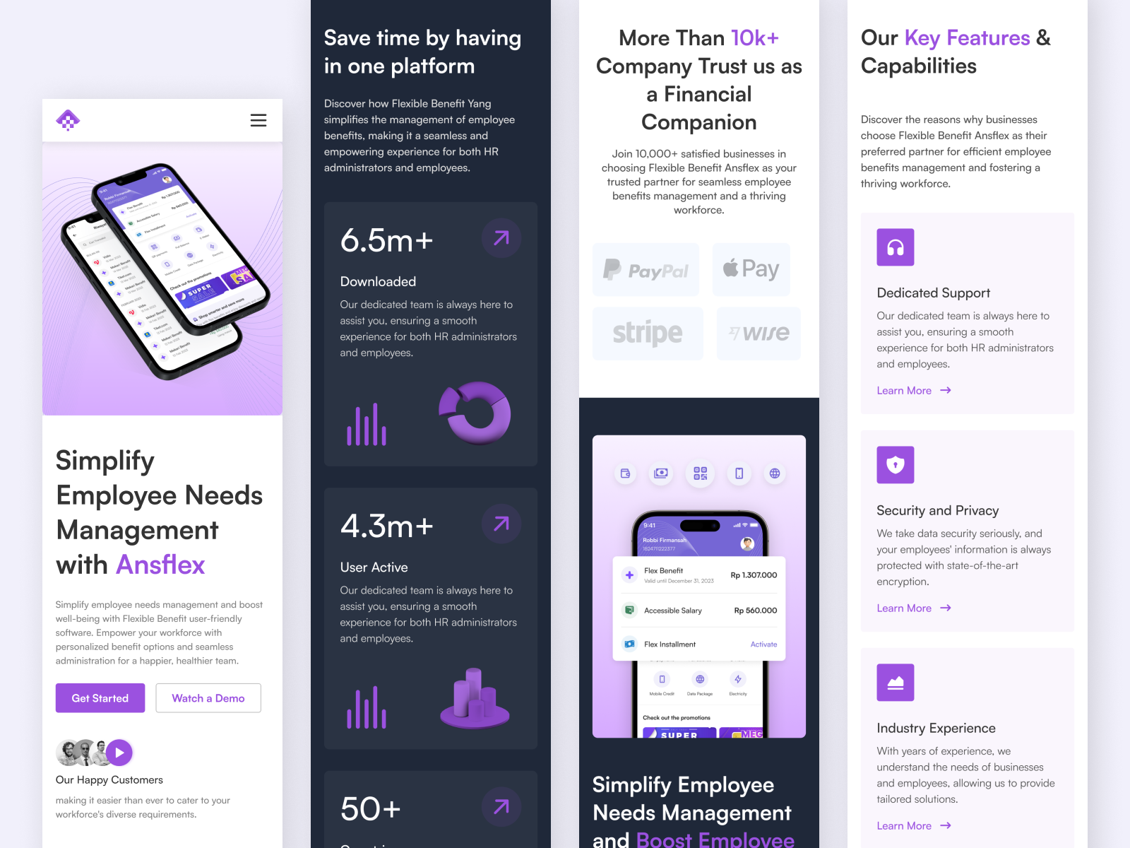 Benefit Flex Employee Management Landing Page Responsive by Anshar