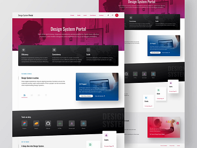 DSP - Portal Landing Page animation benefit clean design company design system designer developer documentation documentation platform grid interaction ixd landing page design layout micro interaction minimalist testimonial typography ui ux