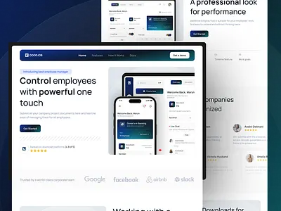 GOODJOB - Employee task manager landing page adversiting clean company desktop employee hr ht website intorduce landing page startup task task manager task website timeline web task web task manager website work