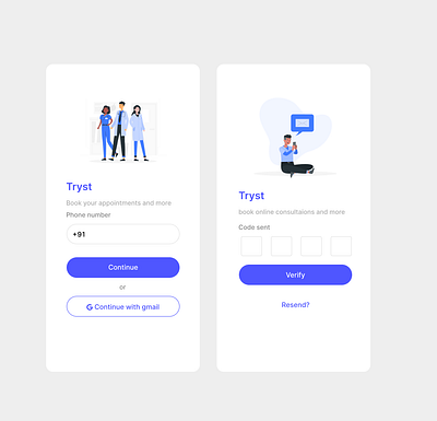 Trsyt doctor appointment app app app design concept ui design figma illustration login otp splash screens ui user flow user interface ux vectors