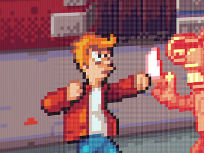 Futurama Beat 'em up arcade aseprite beatemup character game pixel pixelart