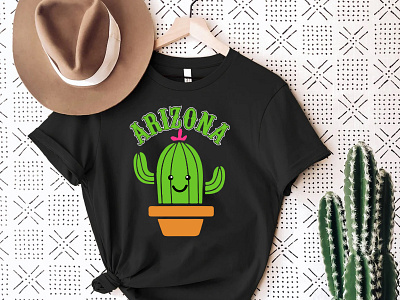 Arizona | Happy Cactus T-Shirt Design arizona cactus branding cactus cactus shirt design cactus t shirt design displate graphic design happy cactus logo merch by amazon print on demand teepublic teespring typograhy t shirt typography