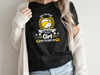 Basketball Girl T-Shirt Design | Basketball T-shirt basketball basketball graphic tee basketball team basketball tee branding design girl basketball graphic design logo merch by amazon print on demand teespring typography