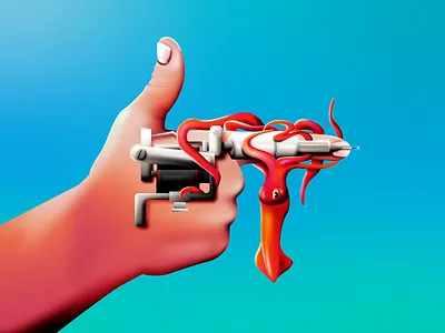 Ink Kink gradient grain hand illustration illustrator ink octopus squid surreal tattoo vector