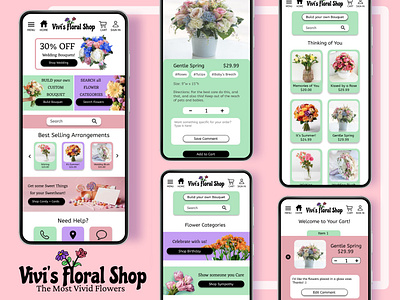 Vivi's Floral Shop - Ordering App app branding custom design graphic design illustration logo ui