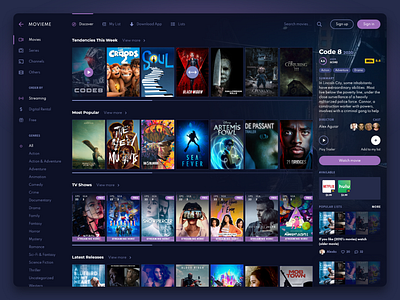 2020 - Movieme app design hbo hulu movies netflix series shows streaming tv ui ux