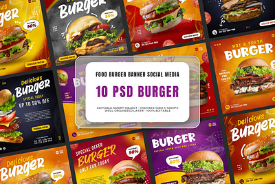 Burger Banner Social Media Post layout