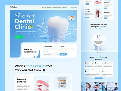 Denton - Dental Clinic Website appointment clinic dental dental website dentist design doctor hero landing page medical medical services minimal tooth web webdesign website
