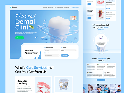 Denton - Dental Clinic Website appointment clinic dental dental website dentist design doctor hero landing page medical medical services minimal tooth web webdesign website