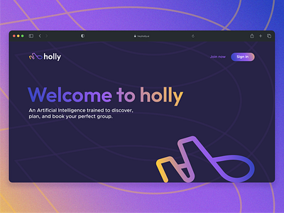 holly Hero Page Design ai aircraft artificial intelligence brand and identity brand identity branding fly groups hero hero page illustration landing page plane startup travel traveling trip wavelength web web design