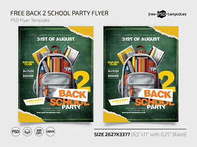 Free Back 2 School Party Flyer Template + Instagram Post (PSD) back back to school design event events flyer flyers free freebie instagram photoshop print printed psd school template templates