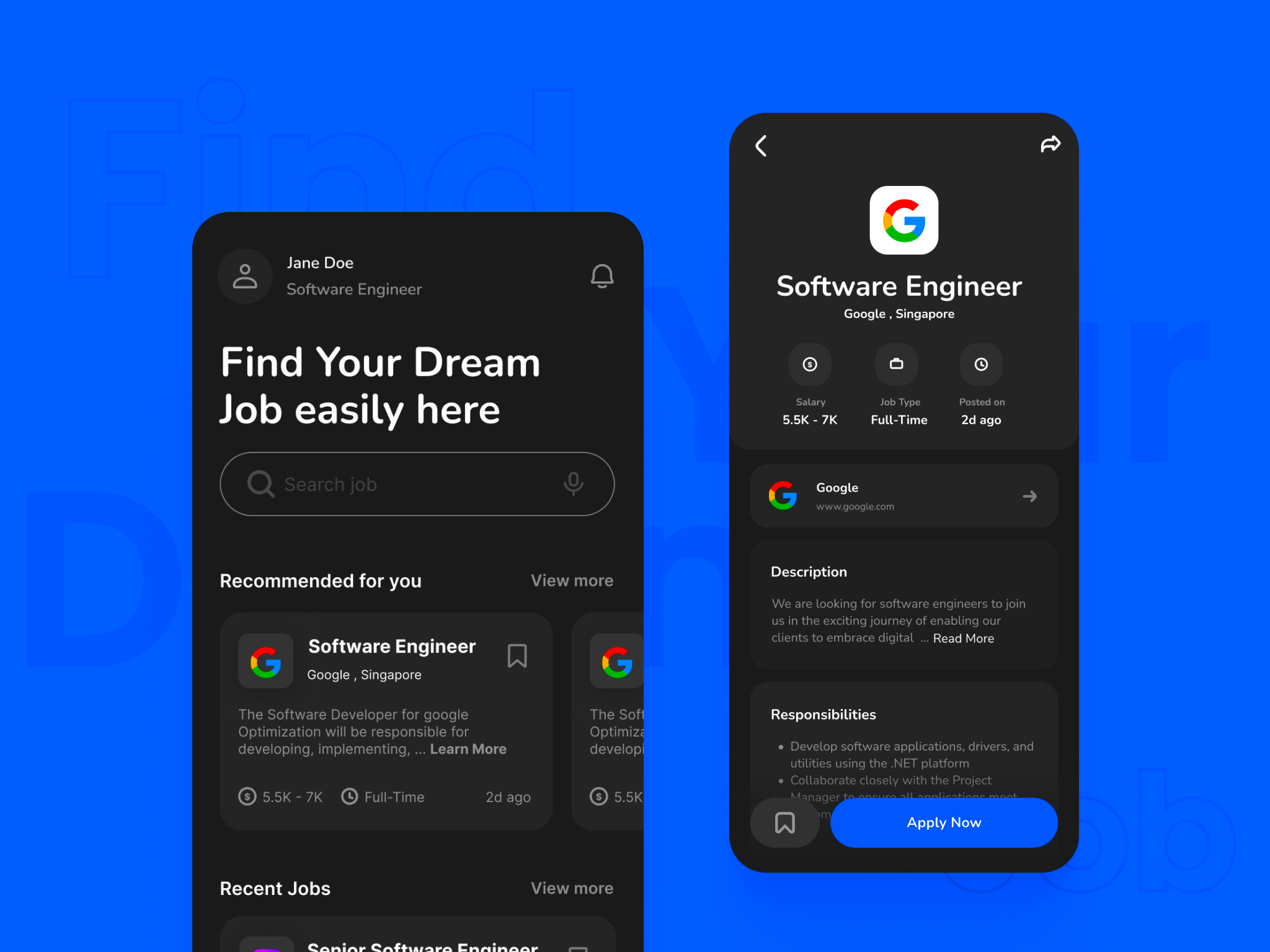 Job Finder App app board design finder green inspiration job job board app job finder app mobile mobile app myanmar poe ei phyu ui user experience user interface ux