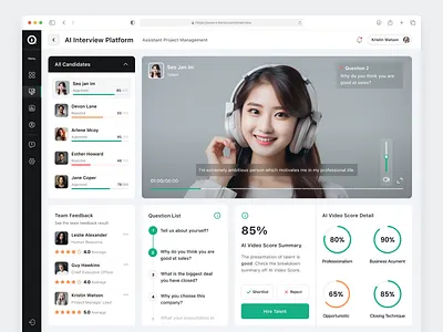 Intervio - AI Interview Dashboard ai interview ai video conference ai video meeting ai video score automation chart chatgpt dashboard hiring platform human ai interview job platform machine learning predictive analytics recruiting saas talent video call videoask videoask alternative