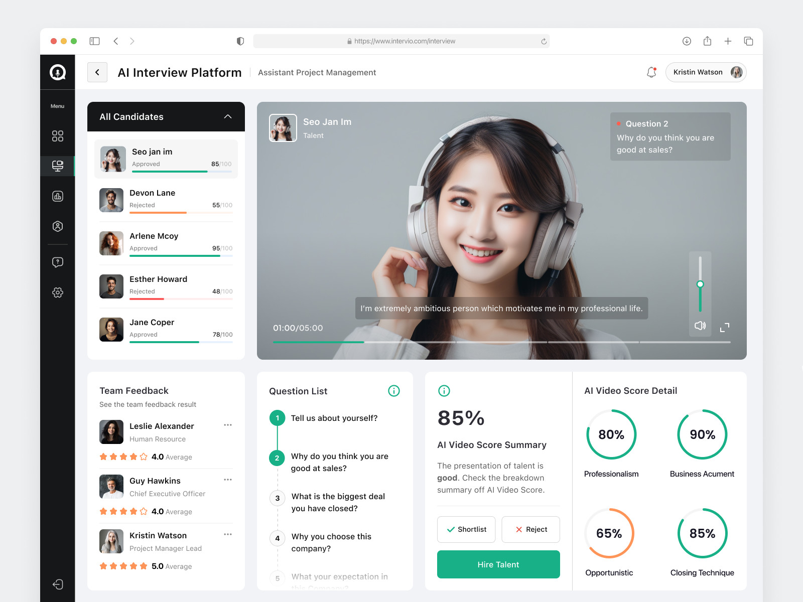 Intervio - AI Interview Dashboard by Zaim Maulana for Elux Space on ...