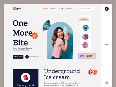 Ice Cream Landing Page Design chocolate clean creative desert flavour ice cream icecream landing page design modern premium sweet ui uiux design ux vanilla website design white space