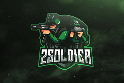 2 Soldier Sport and Esports Logos army design esport game gaming graphic graphic design gun illustration logo logos mascot soldier sport templates