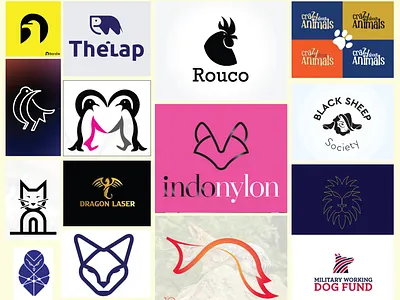 animals logo animals bird cat cock dog dragon elefant fox owl paw penguin
