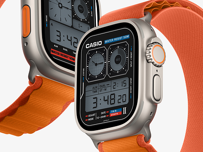Casio Twin Graph 3d mockup analog apple watch casio casiowatch concept dial digital illustration mockup new product design retro time twin graph ultra watch concept watch design watch face watchos