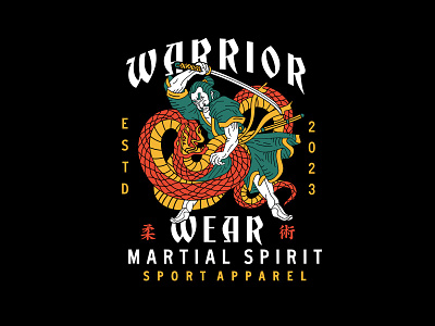 Warrior Wear - Apparel apparel branding clothing design dragon geometric illustration jiu jitsu line lineart martial merch merchandise monoline sport sweatshirt t shirt warrior