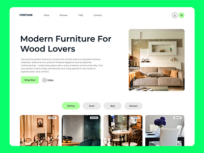 Forturne -Furniture Website bed branding chair design furniture logo ui ux website wood