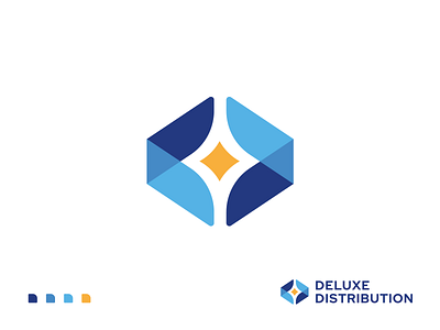 Deluxe Distribution – Logo Design box brandforma branding dd deluxe design graphic design inside letter d logo logotype mark multiply overlap overlay rounded shine sign spark star