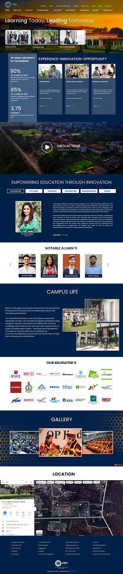 OPJU Campus Portal landing page design ui user interface ux website design