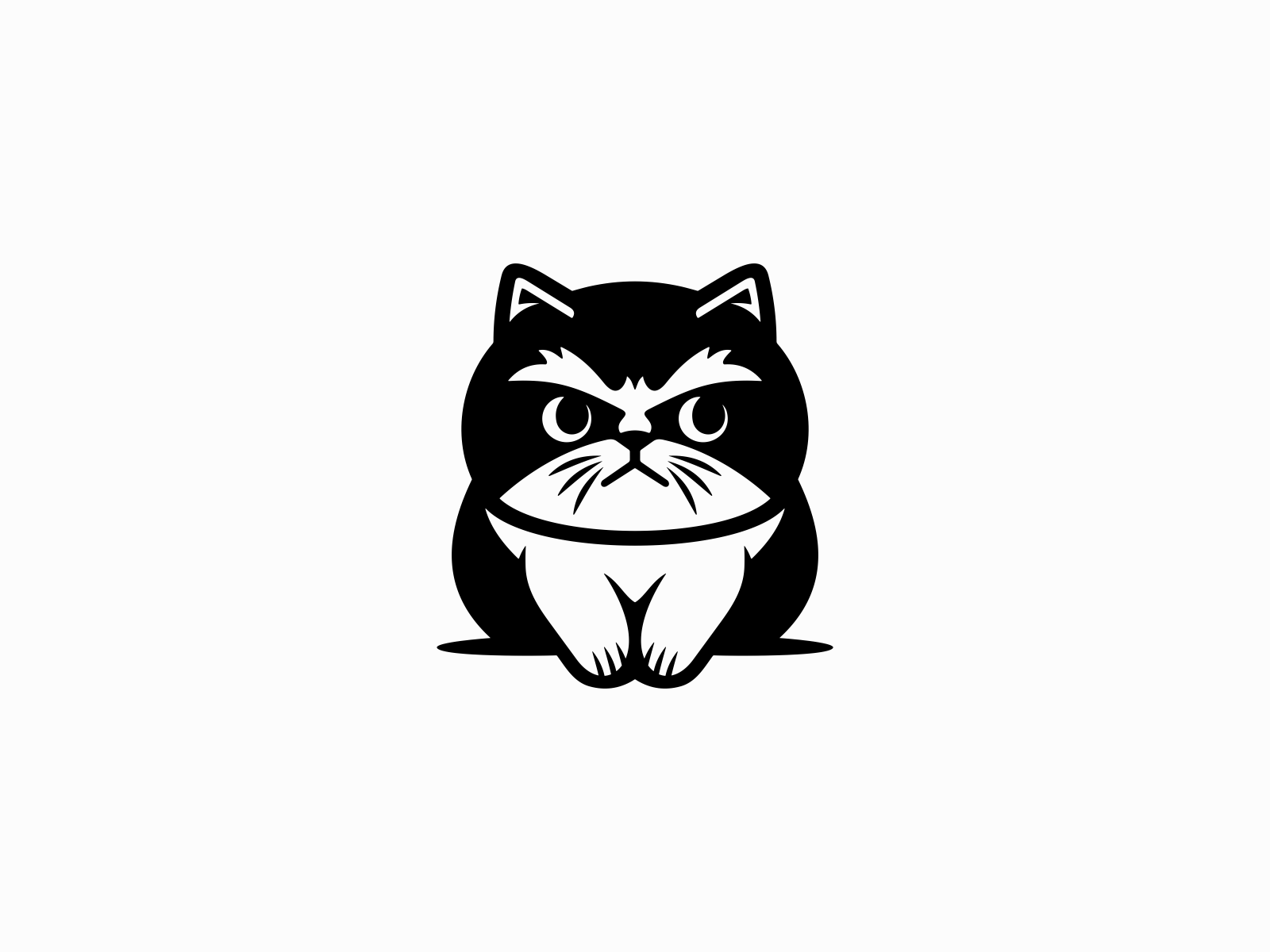 Cat, exotic shorthair, angry-looking face, front view, gaming logo, white  background