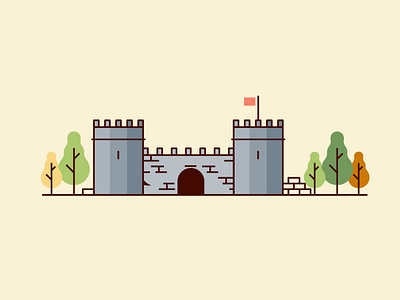 Kadife Kale - İzmir castle flat icon illustration izmir kadife kale line map vector