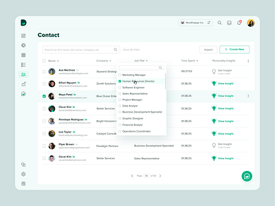 Dealintent UI/UX - Contact b2b saas contact list dashboard ui uiux ux web app