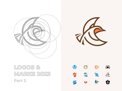 Moon Bird Logo Design & Grid animal logo bird bird logo branding circular grid dainogo golden ratio golden ratio logo logo logo design logo for sale logo portfolio logofolio moon moon bird