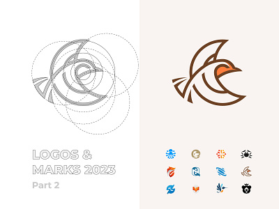 Moon Bird Logo Design & Grid animal logo bird bird logo branding circular grid dainogo golden ratio golden ratio logo logo logo design logo for sale logo portfolio logofolio moon moon bird