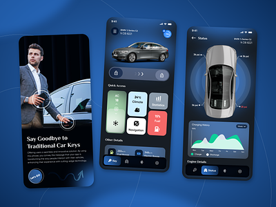 Car Monitoring App Design With IoT Integrated app designer automotive car car design cars electric car electric vehicle futuristic illustration interaction interface internet of things iot iot design product design smart car smart device smart vehicle technology ui design