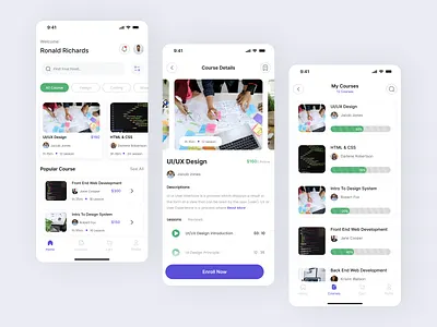 E-learning App app design e learning app. figma online course mobile app ui ux