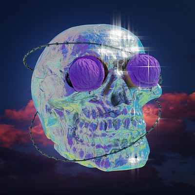 Shiny skull with ice cream instead of eyes :D 3d blender modeling