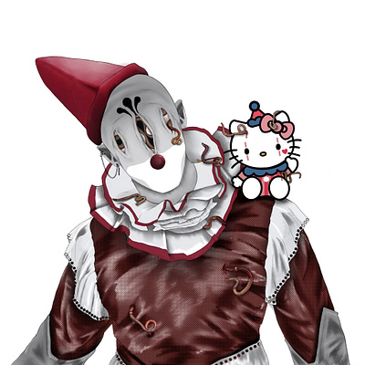 silent clowns commission creepy art graphic design horror illustration